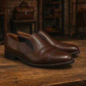 Stacy Adams Shoes Biscuit Brown Madison Loafer Leather 00017-02 Sz 13 D Cap Toe